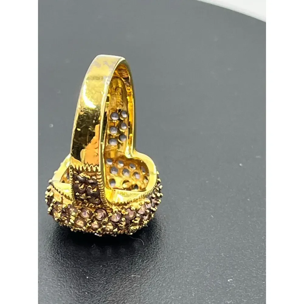 UTC Gold Plated Vermeil Sterling‎ Silver Cushion Cut Amethyst Cocktail Ring Sz 8